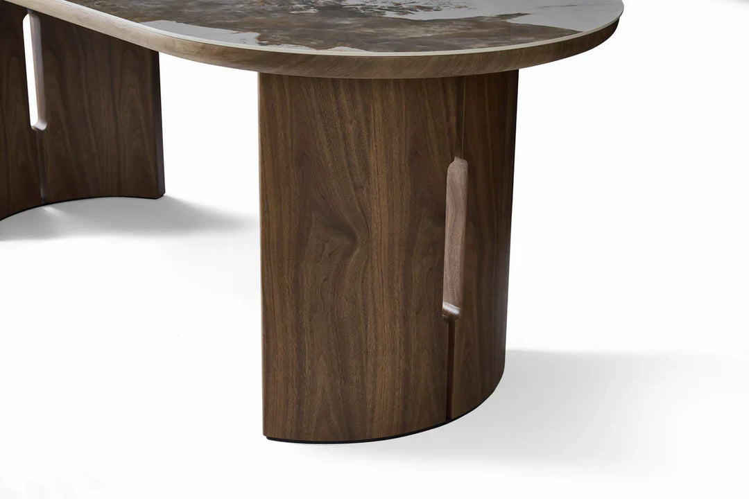 Isabella Oval 200cm Walnut & Pandora Ceramic Marble Dining Table