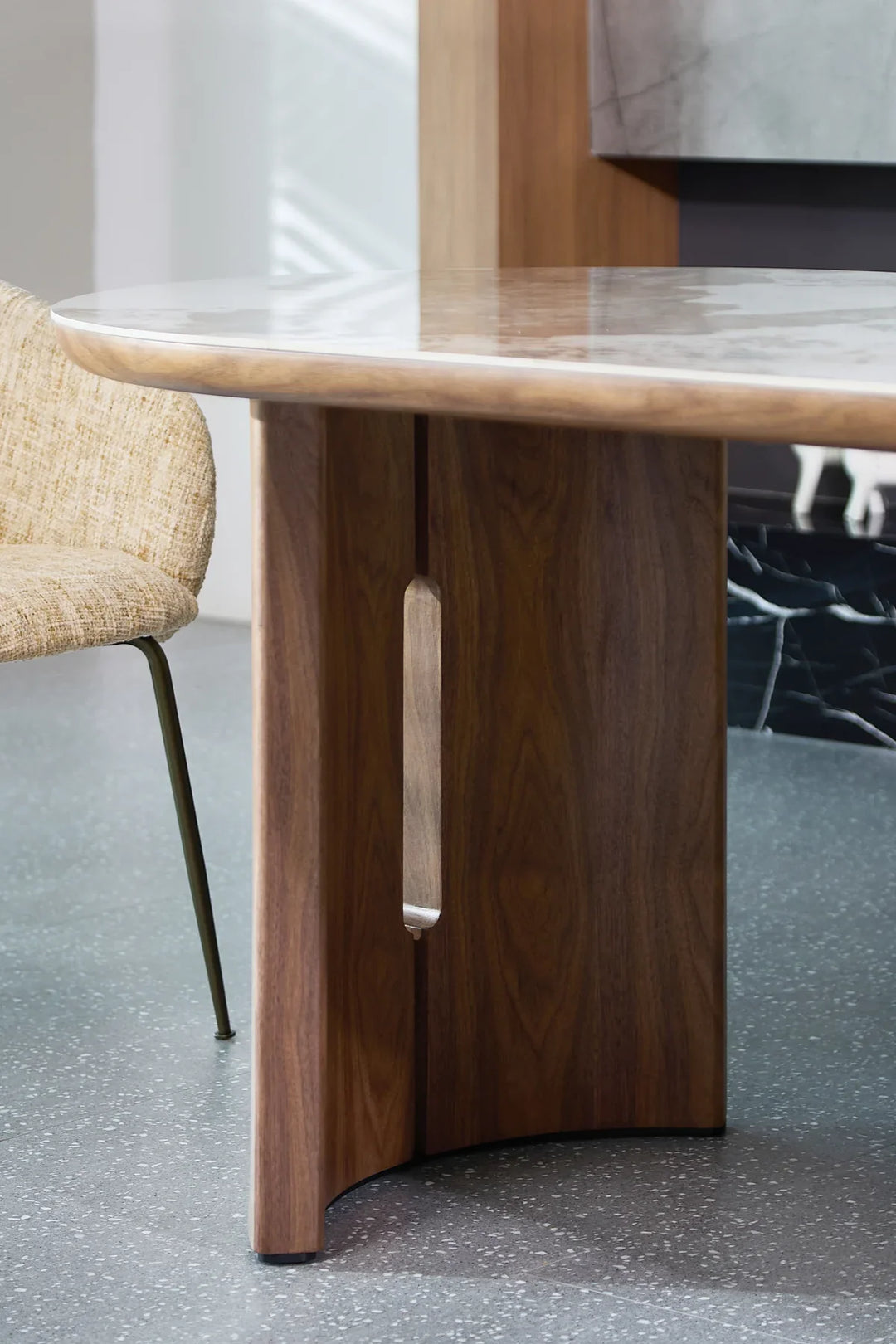 Isabella Oval 200cm Walnut & Pandora Ceramic Marble Dining Table