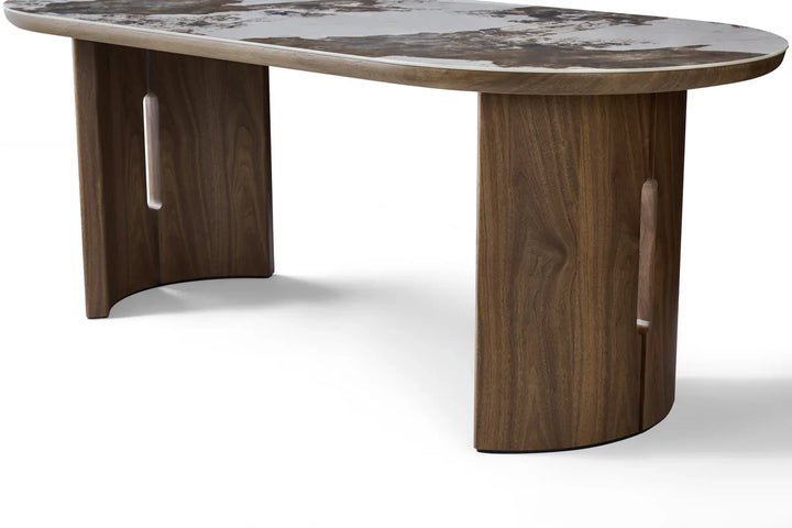 Isabella Oval 200cm Walnut & Pandora Ceramic Marble Dining Table