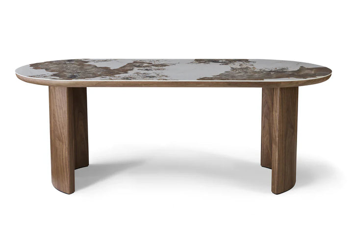 Isabella Oval 200cm Walnut & Pandora Ceramic Marble Dining Table
