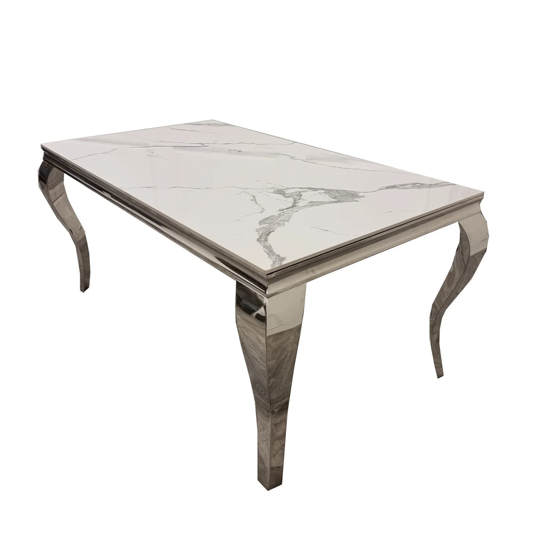 Louis Chrome Ceramic Marble & Chrome Dining Table 3 Colours