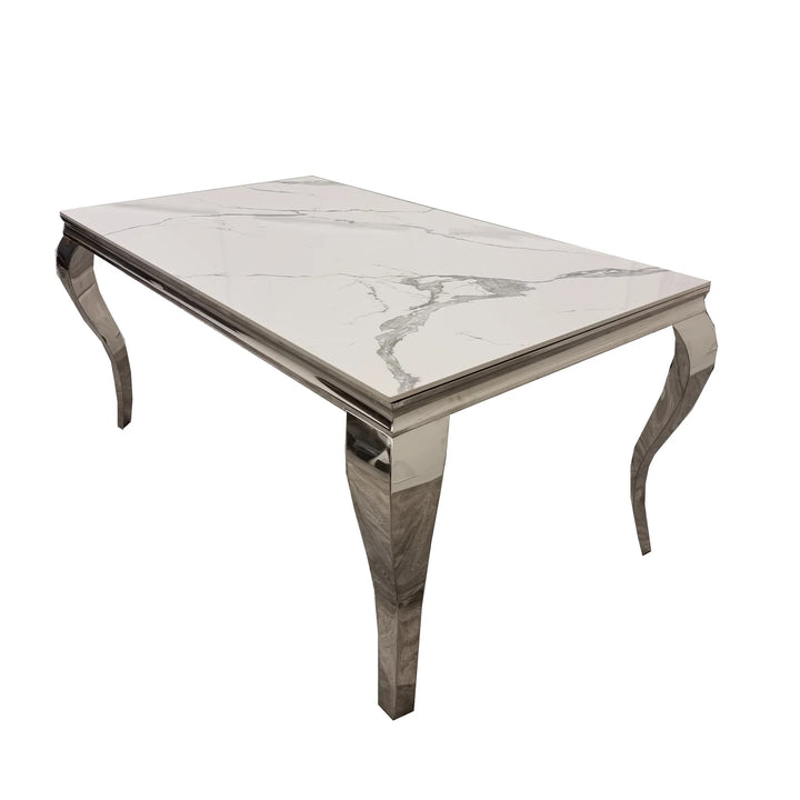 Louis Chrome Ceramic Marble & Chrome Dining Table 3 Colours