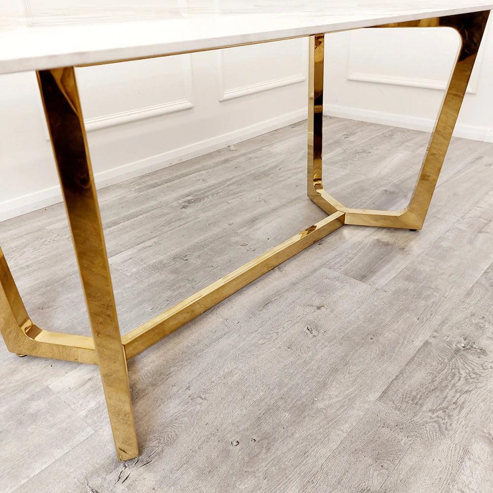 Lucien 180cm Gold Dining Table with Pandora Gold Sintered Stone Top-Esme Furnishings
