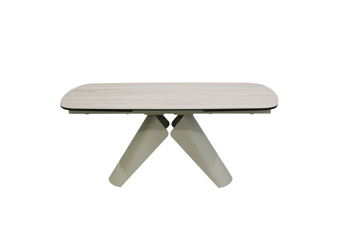 Leoni 180-280cm Champagne & Travertine Ceramic Marble Side Extending Dining Table