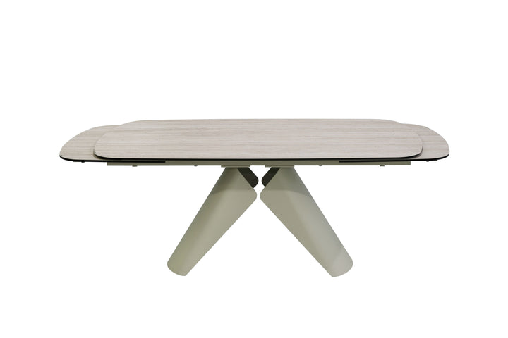 Leoni 180-280cm Champagne & Travertine Ceramic Marble Side Extending Dining Table