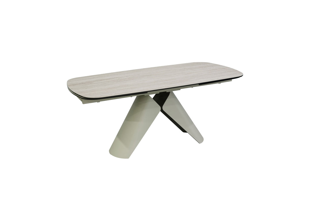 Leoni 180-280cm Champagne & Travertine Ceramic Marble Side Extending Dining Table
