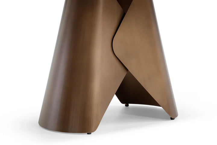 Levente 120cm Italian Brass & White Pandora Classico Ceramic Marble Dining Table