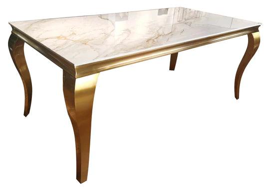 Louis 180cm Ceramic Marble & Chrome Dining Table 2 Colours-Esme Furnishings