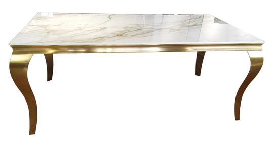 Louis 180cm Ceramic Marble & Chrome Dining Table 2 Colours-Esme Furnishings