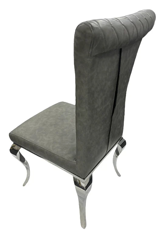 Nicole Dark Grey Leather Cross Stitch Dining Chair