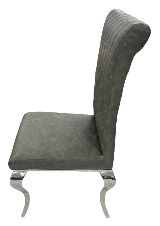 Louis Chrome Round Marble 130cm Dining Table With Nicole PU Leather Dining Chairs