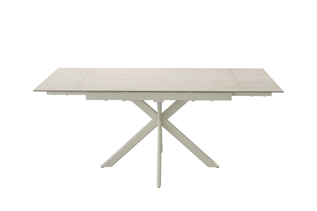 Lucia 120-180cm Sandy Beige Ceramic Marble Side Extending Dining Table