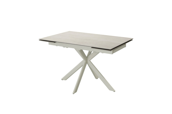 Lucia 120-180cm Sandy Beige Ceramic Marble Side Extending Dining Table