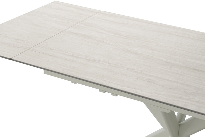 Lucia 120-180cm Sandy Beige Ceramic Marble Side Extending Dining Table