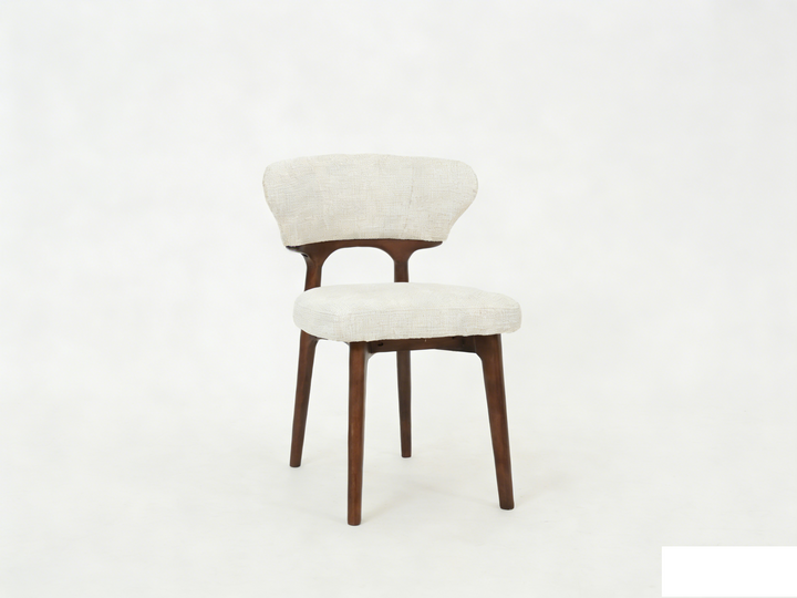 Luciana Walnut Wood & Cream Fabric Dining Chair
