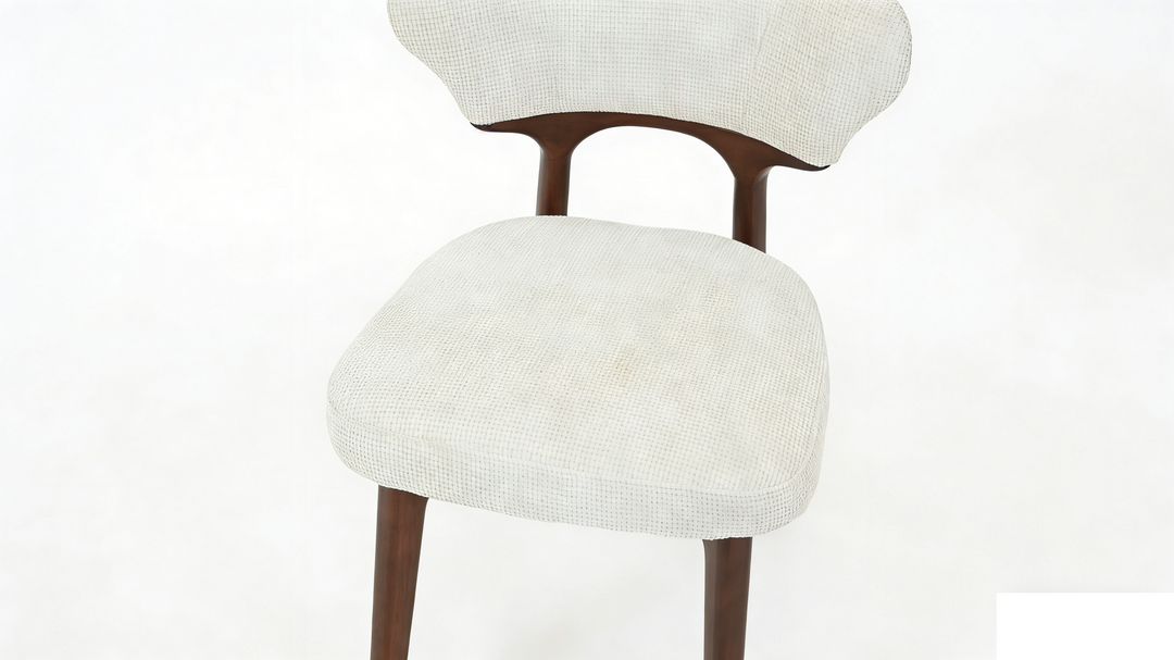 Luciana Walnut Wood & Cream Fabric Dining Chair