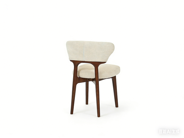 Luciana Walnut Wood & Cream Fabric Dining Chair