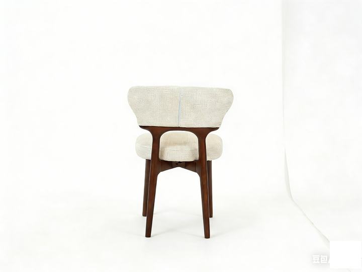 Luciana Walnut Wood & Cream Fabric Dining Chair