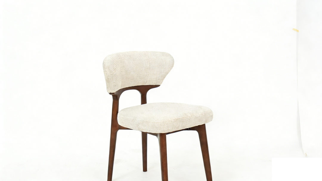 Luciana Walnut Wood & Cream Fabric Dining Chair