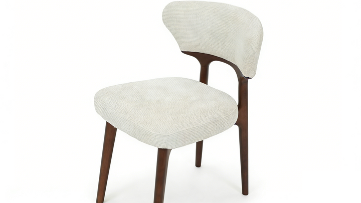 Luciana Walnut Wood & Cream Fabric Dining Chair