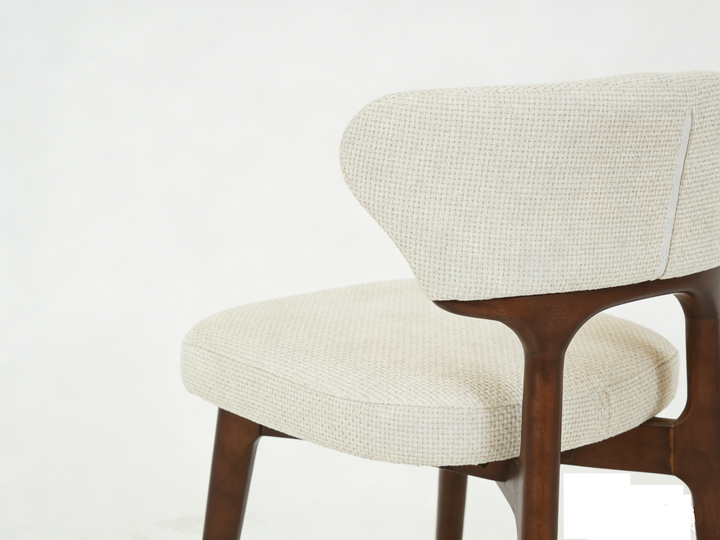 Luciana Walnut Wood & Cream Fabric Dining Chair