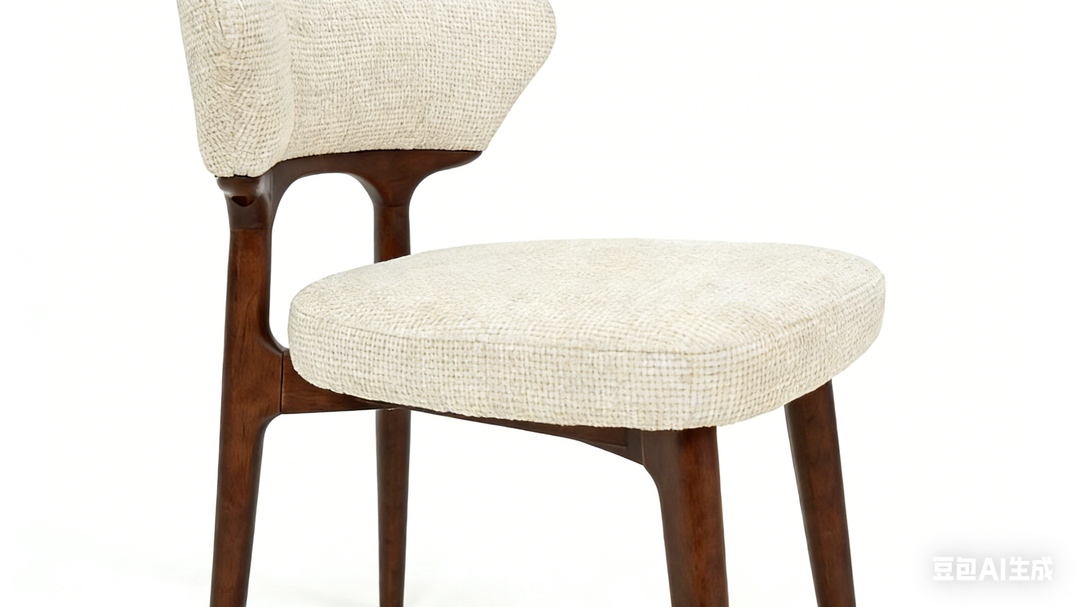 Luciana Walnut Wood & Cream Fabric Dining Chair