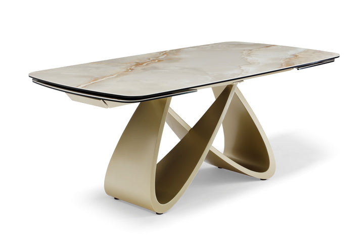 Ludovica 180-260cm Italian Grey Sunset Vein Cloud Ceramic Marble Side Extending Dining Table
