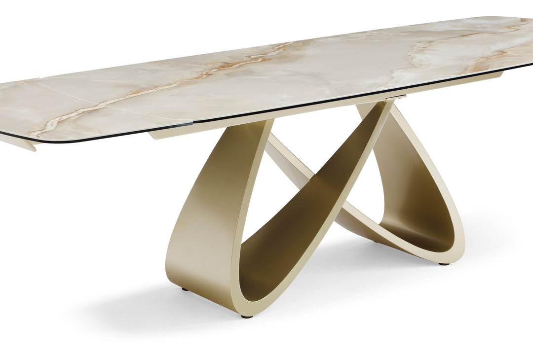 Ludovica 180-260cm Italian Grey Sunset Vein Cloud Ceramic Marble Side Extending Dining Table