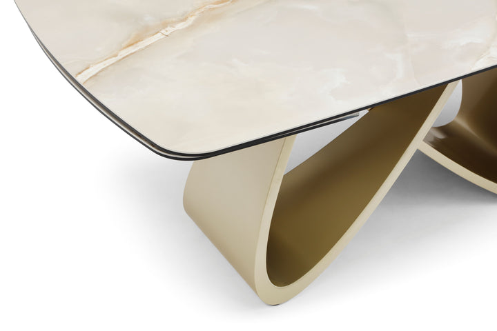 Ludovica 180-260cm Italian Grey Sunset Vein Cloud Ceramic Marble Side Extending Dining Table