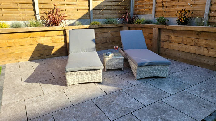 Megan Grey Garden Sunlounger Set With Drinks Table