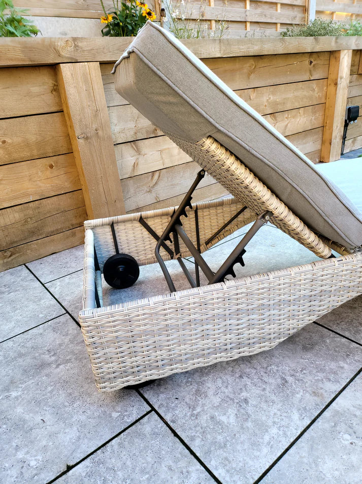 Megan Grey Garden Sunlounger Set With Drinks Table