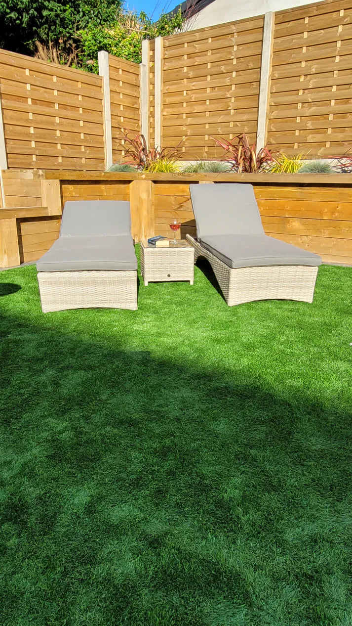 Megan Grey Garden Sunlounger Set With Drinks Table