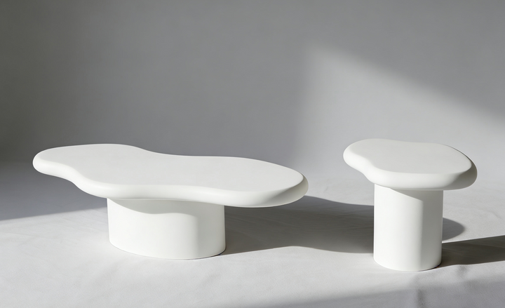 Marcello White Micro Cement Set of 2 Nest Of Tables
