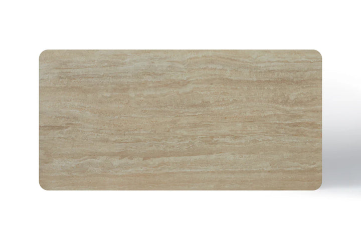 Marlow 180cm Italian Satin Cream & Travertine Ceramic Marble Dining Table