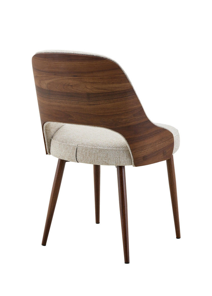 Serene 160-240cm Italian Walnut & Pandora Vendome Ceramic Marble Side Extending Dining Table With Milo Walnut Wooden Dining Chairs