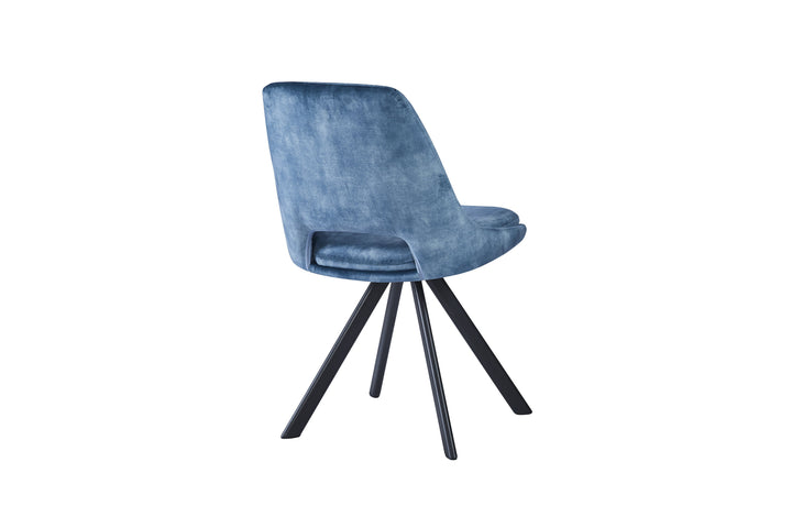 Leon Velvet Swivel Dining Chairs With Black Metal Legs - Pairs - 3 Colours