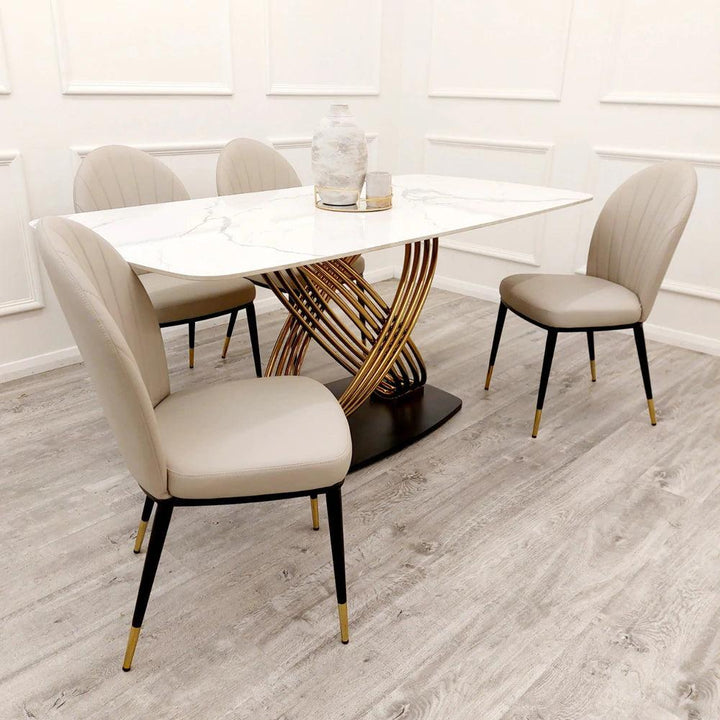 Orion Gold 180cm Dining Table with Polar White Sintered Stone Top-Esme Furnishings