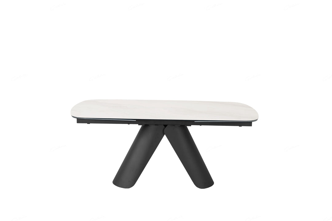 Onyx 180-280cm Italian White Ceramic Marble Side Extending Dining Table
