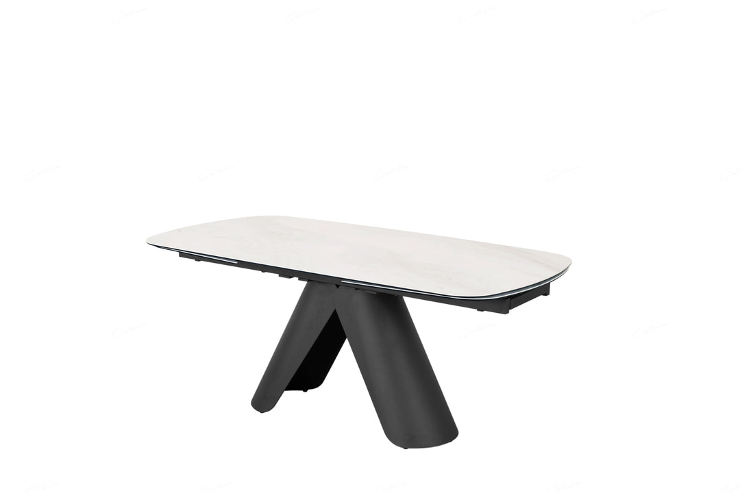 Onyx 180-280cm Italian White Ceramic Marble Side Extending Dining Table