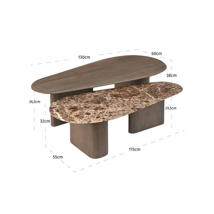 Richmond Interiors Castello Smoked Charchoal Coffee Table (Set of 2)
