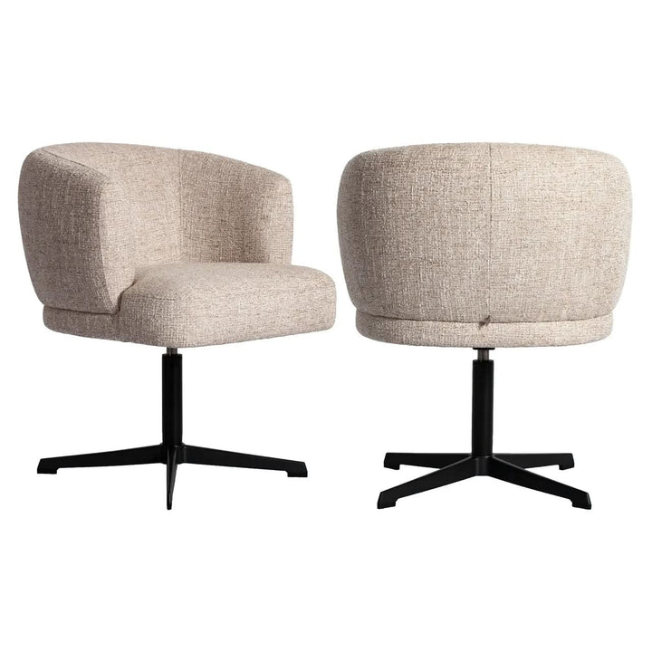 Richmond Interiors Dinan Cream Tweed Dining Chair - Swivel