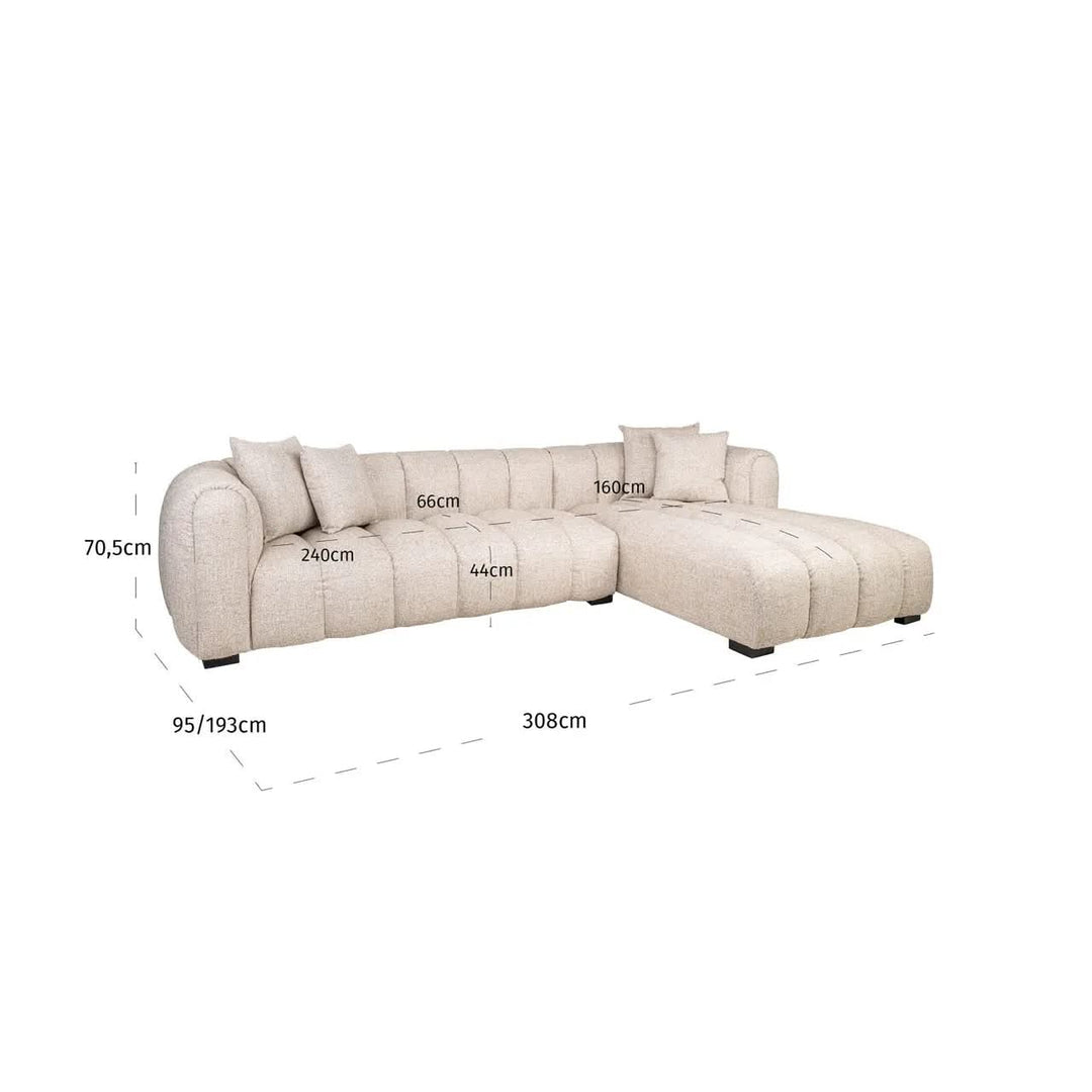 Richmond Interiors Novaro Cream Tweed Lounge Right Sofa