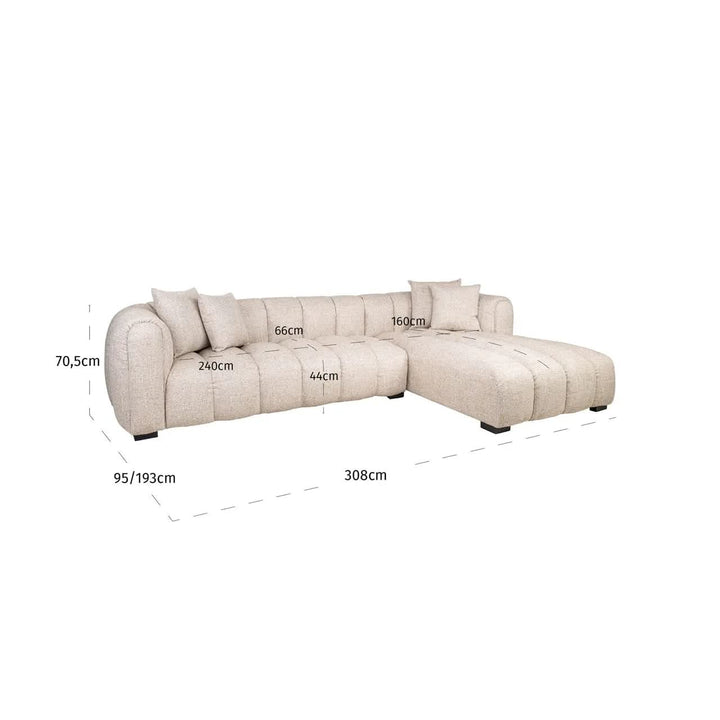 Richmond Interiors Novaro Cream Tweed Lounge Right Sofa