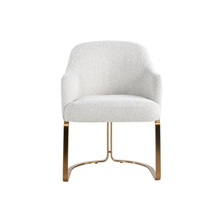Richmond Interiors Carlton White Boucle Gold Velvet Dining Chair