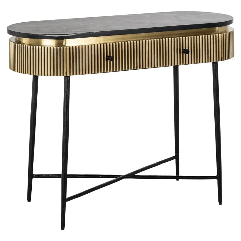 Richmond Interiors Ironville Golden 2 Drawer Console Table