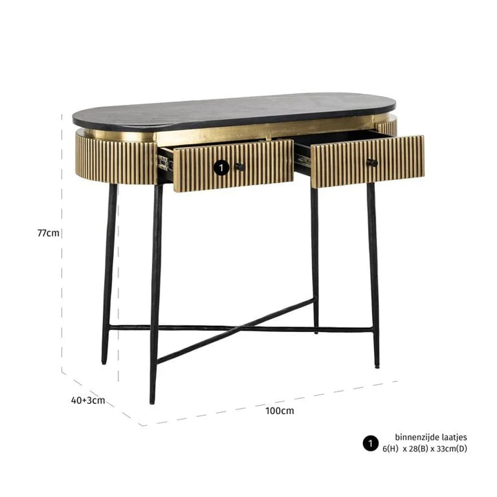 Richmond Interiors Ironville Golden 2 Drawer Console Table
