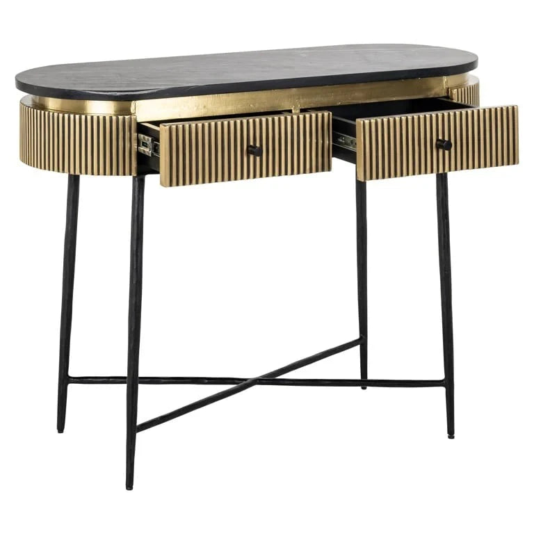 Richmond Interiors Ironville Golden 2 Drawer Console Table