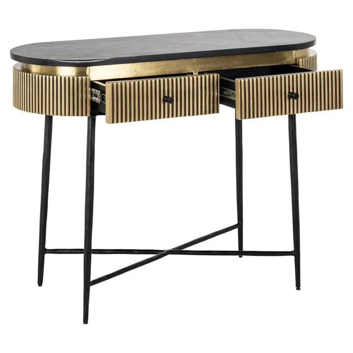 Richmond Interiors Ironville Golden 2 Drawer Console Table