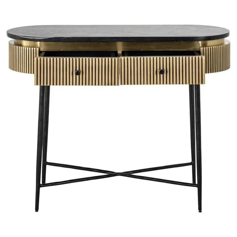 Richmond Interiors Ironville Golden 2 Drawer Console Table