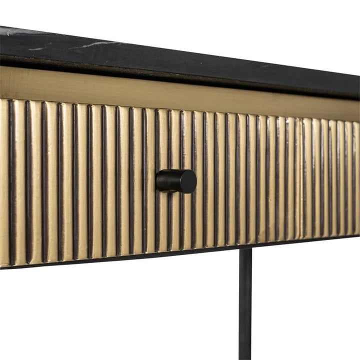 Richmond Interiors Ironville Golden 2 Drawer Console Table